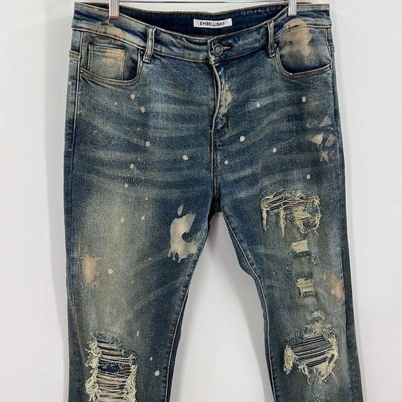 Embellish, distressed stretch, retro grunge, denim jeans, size 38 - Picture 2 of 12